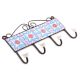 Turquoise And Red Flower Ceramic Tiles Hooks